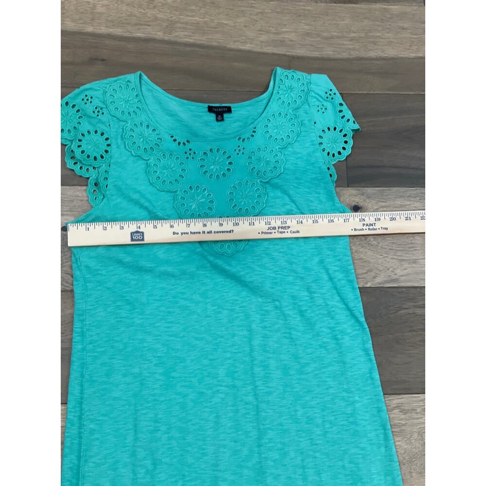 Talbots Size M Light Soft Green 100% Cotton Embroidered Boho Dress - Picture 4 of 6